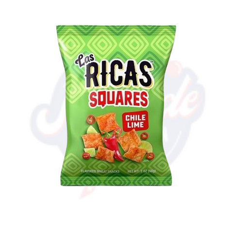 Las Ricas Chile Lime Squares Authentic Hispanic Puffed Snacks 2oz/56g - Pack of 6