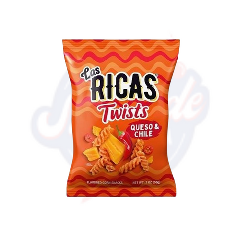 Las Ricas Queso & Chile Twists Puffed Snack 2oz/56g - Pack of 6