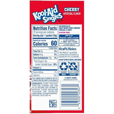 Kool-Aid Cherry Powder 0.13oz/3.6g- Pack of 48