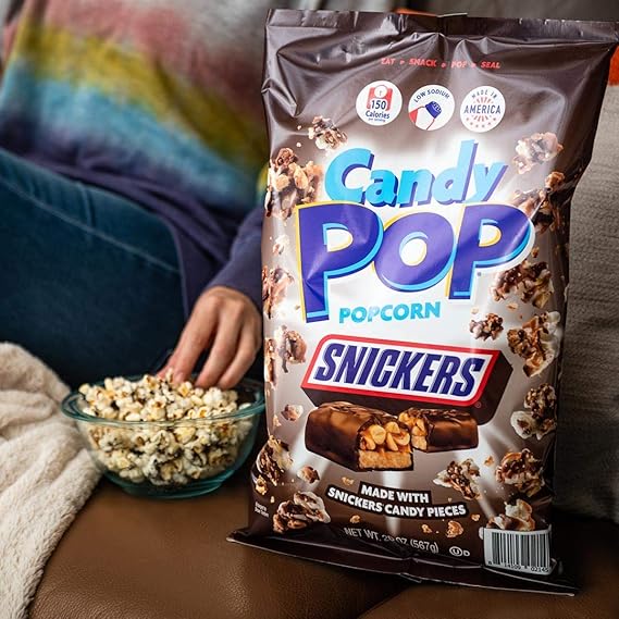 Candy Pop Snickers Popcorn 5.25oz/149g - Pack of 12 - Stateside Distribution