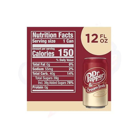 Dr Pepper Cream Soda 12floz/355ml - Pack of 12 - Stateside Distribution