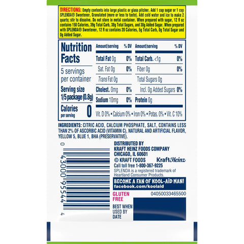 Kool-Aid Lemon Lime Powder 0.13oz/3.6g- Pack of 48