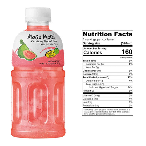 Mogu Mogu Nata De Coco Drink Pink Guava Flavour 10.8fl oz/320ml-Pack of 24
