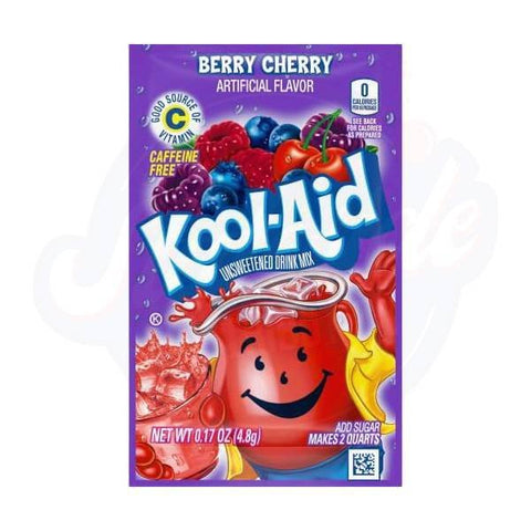 Kool - Aid Berry Cherry Powder 0.17oz/4.8g - Pack of 48 - Stateside Distribution