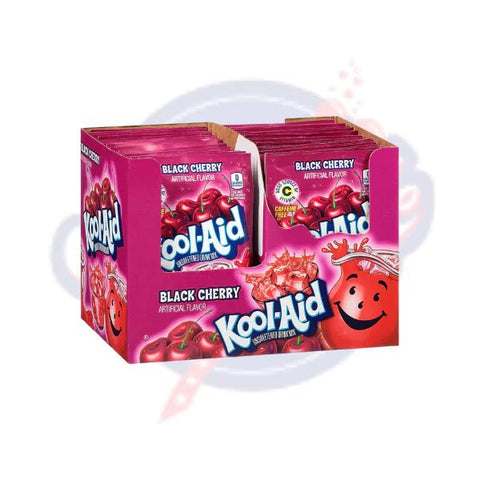 Kool - Aid Black Cherry Powder 0.13oz/3.6g - Pack of 48 - Stateside Distribution