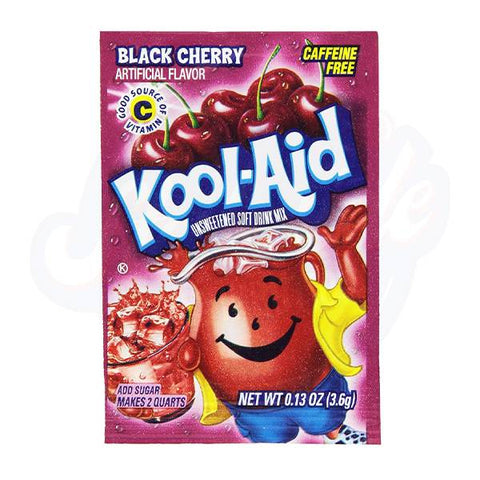 Kool - Aid Black Cherry Powder 0.13oz/3.6g - Pack of 48 - Stateside Distribution