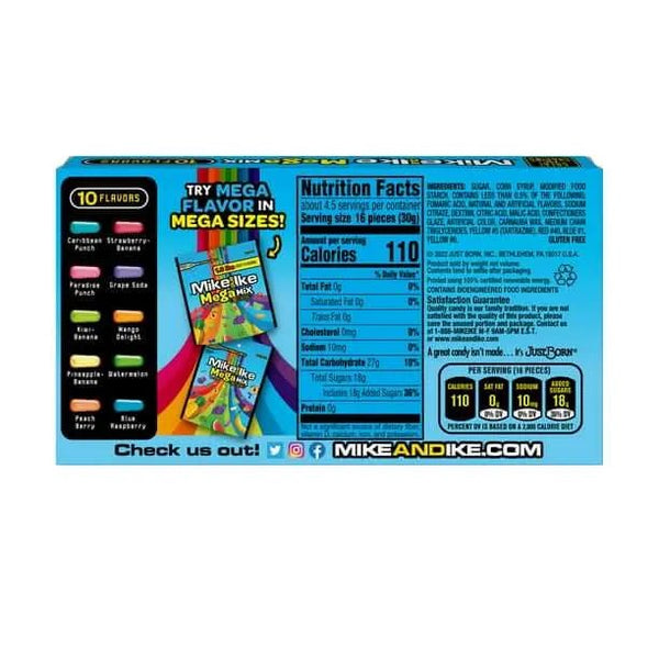 Mike and Ike Mega Mix 10 Flavours 5.0oz/120.4g - Pack of 12 - Stateside Distribution