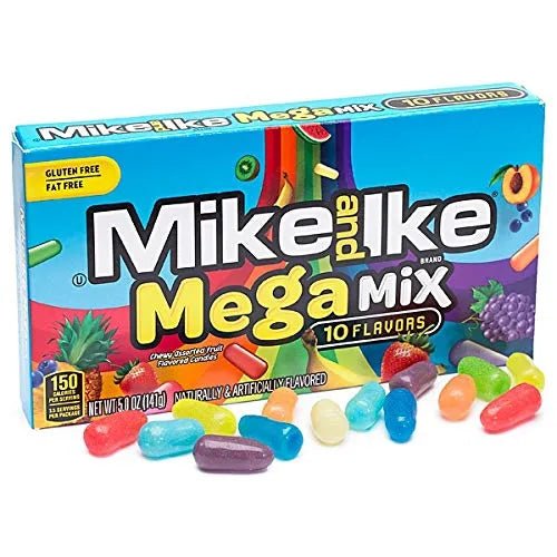 Mike and Ike Mega Mix 10 Flavours 5.0oz/120.4g - Pack of 12 - Stateside Distribution