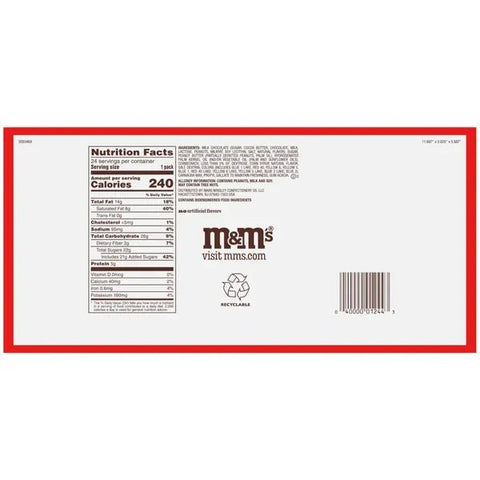 M&M'S Peanut Butter 1.63oz/46.2g - Pack of 24 - Stateside Distribution