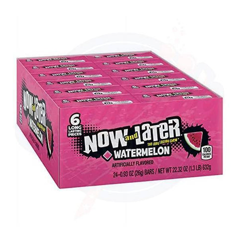 Now and Later Watermelon 0.93oz/26g - Pack of 24 - Stateside Distribution