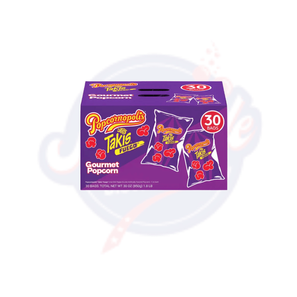 Popcornopolis Gourmet Takis Fuego Popcorn 1oz/28g - Pack of 30 - Stateside Distribution