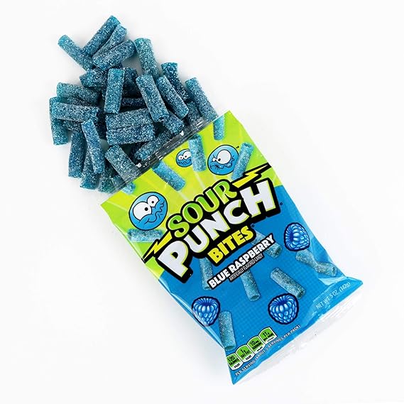 Sour Punch Bites Blue Raspberry 5oz/142g - Pack of 12 - Stateside Distribution