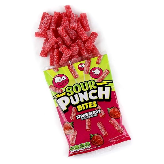 Sour Punch Bites Strawberry 5oz/142g - Pack of 12 - Stateside Distribution