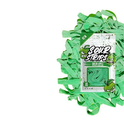 Sour Strips Green Apple 3.4oz/96g - Pack of 12 - Stateside Distribution