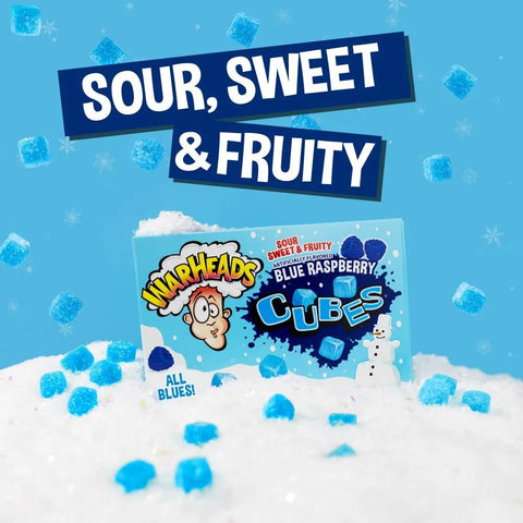 Warheads Blue Raspberry Cubes Theatre Box 3oz/85g - Pack of 12 - Stateside Distribution