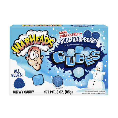 Warheads Blue Raspberry Cubes Theatre Box 3oz/85g - Pack of 12 - Stateside Distribution