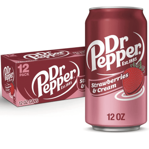 Dr Pepper Strawberry and Cream 12fl oz/355ml - Pack of 12 - Stateside Distribution