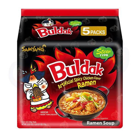 Samyang Stew Type Hot Chicken Flavour Ramen Noodles 5.11oz/145g - Pack of 5 x 8