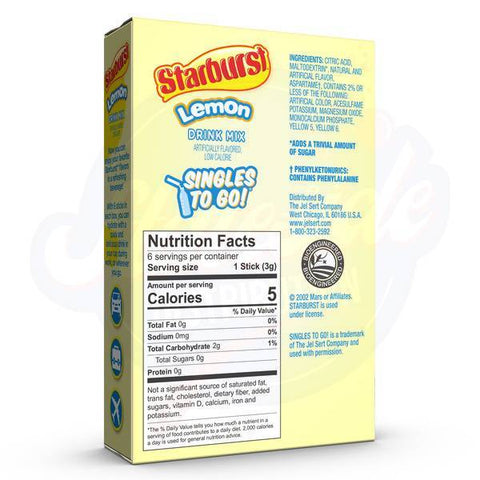 Starburst Lemon Drink Mix Singles To Go Powder 0.6oz/17g-Pack of 12
