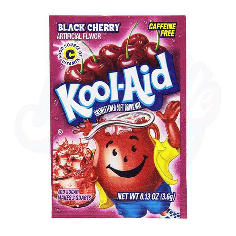 Kool-Aid Black Cherry Powder 0.13oz/3.6g- Pack of 48
