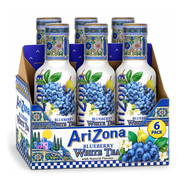 AriZona White Tea Blueberry 500ml (Bottle) - Pack of 6