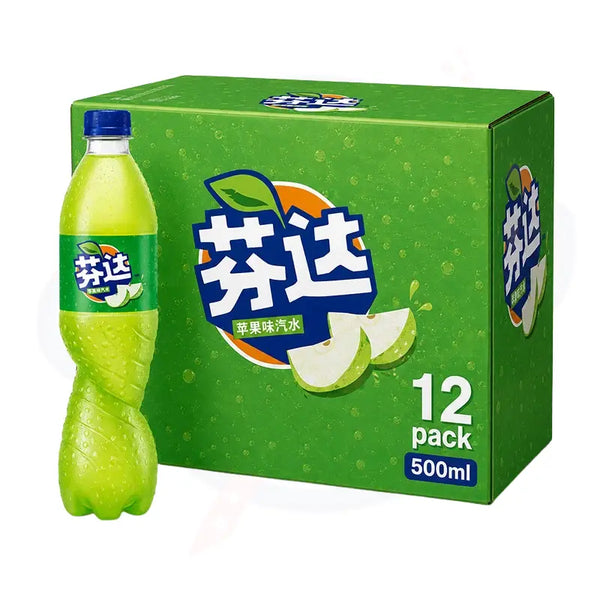 Fanta Apple Flavour Soda Drink 500ml - Pack of 12