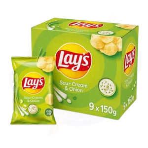 Lays Sour Cream & Onion 150g - Pack of 9