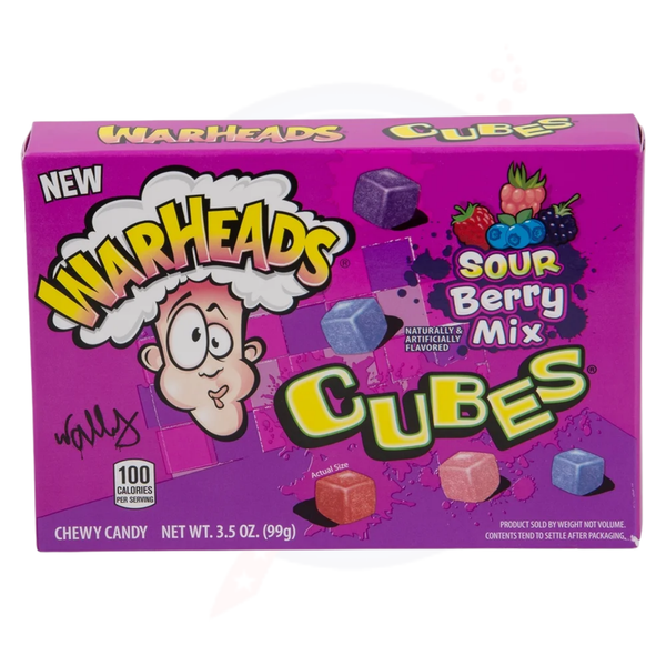Warheads Sour Berry Mix Cubes Theatre Box 3.5oz/99g - Pack of 12