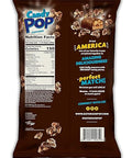 Back of Candy Pop Snickers Popcorn bag featuring barcode, storage instructions, and product information