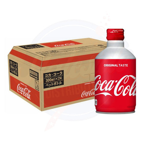 Coca Cola 300ml – Pack of 24 (Japan) full case packaging shown outside the box with branding and bottle arrangement