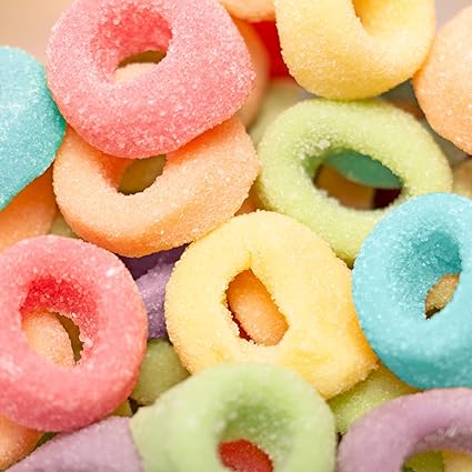 Froot Loops Gummies 7oz pack showing colourful cereal-shaped gummy rings in