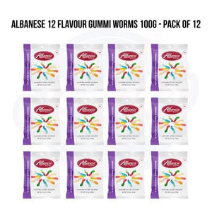 Albanese 12 Flavour Gummi Worms 100g - Pack of 12 - Stateside Distribution
