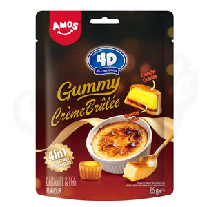 Amos 4D Gummy Crème Brulee 65g - Pack of 12 - Stateside Distribution