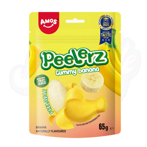 Amos Peelerz Gummy Banana Peg Bag 65g - Pack of 12 - Stateside Distribution