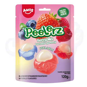 Amos Peelerz Gummy Berry Mix 120g - Pack of 12 - Stateside Distribution