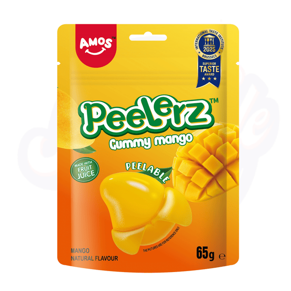 Amos Peelerz Gummy Mango Peg Bag 65g - Pack of 12 - Stateside Distribution
