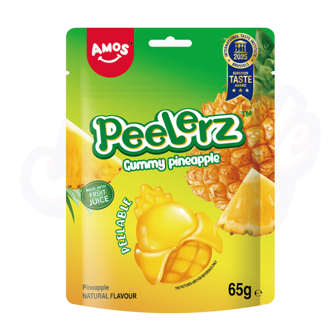 Amos Peelerz Gummy Pineapple Peg Bag 65g - Pack of 12 - Stateside Distribution