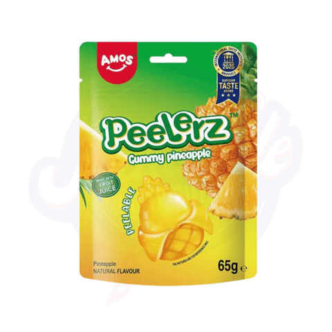 Amos Peelerz Gummy Pineapple Peg Bag 65g - Pack of 12 - Stateside Distribution