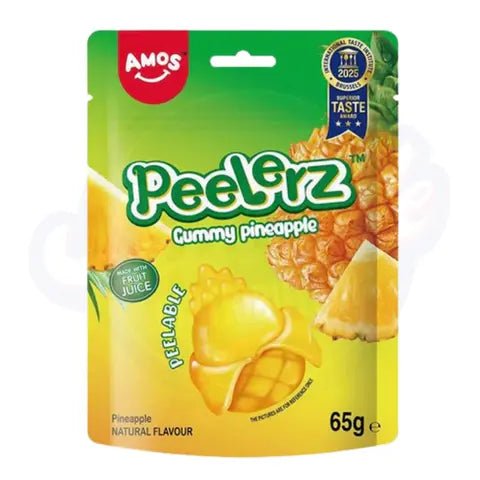 Amos Peelerz Gummy Pineapple Peg Bag 65g - Pack of 12 - Stateside Distribution