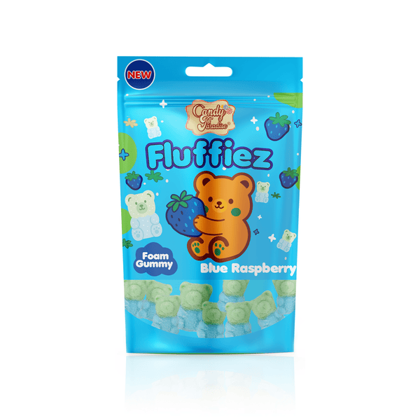 Candy Paradise Fluffiez Blue Raspberry Foam Gummy 100g - Pack of 12 - Stateside Distribution