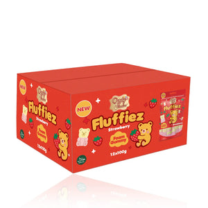 Candy Paradise Fluffiez Strawberry Foam Gummy 100g - Pack of 12 - Stateside Distribution