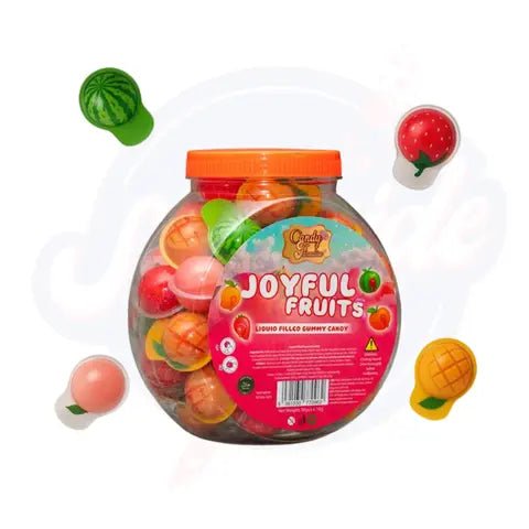 Candy Paradise Joyful Fruits Liquid Filled Gummy 10g - Jar of 50 - Stateside Distribution