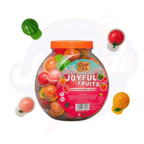 Candy Paradise Joyful Fruits Liquid Filled Gummy 10g - Jar of 50 x 12 - Stateside Distribution