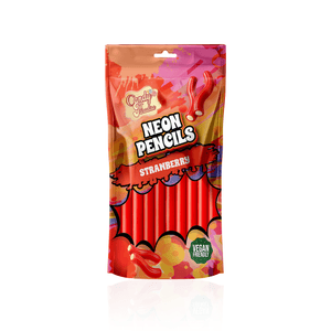 Candy Paradise Neon Pencils Strawberry 130g - Pack of 12 - Stateside Distribution