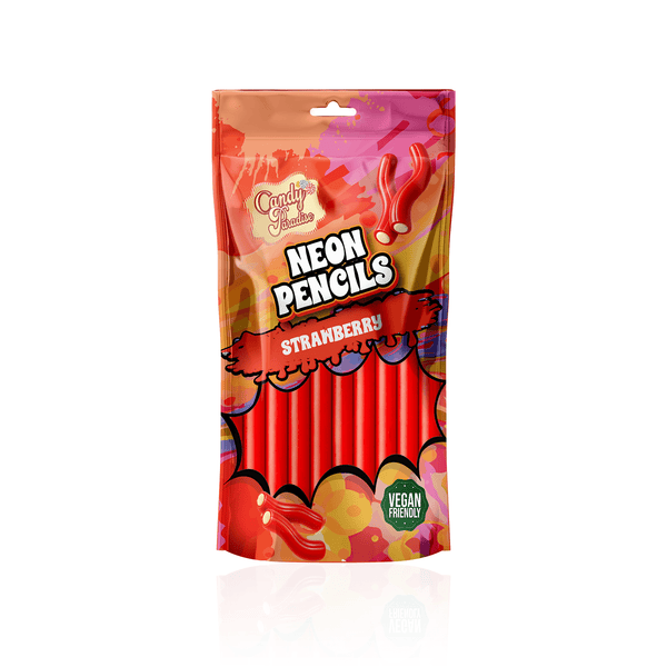 Candy Paradise Neon Pencils Strawberry 130g - Pack of 12 - Stateside Distribution
