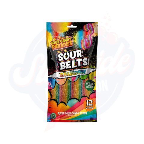 Candy Paradise Sour Belts Rainbow 100g - Pack of 12 - Stateside Distribution