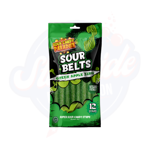 Candy Paradise Sour Belts Green Apple 100g - Pack of 12