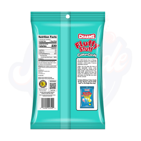 Charms Fluffy Stuff Rainbow Sherbet Cotton Candy 2.1oz/60g - Pack of 6 - Stateside Distribution