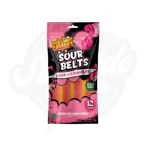 Candy Paradise Sour Belts Pink Lemonade 100g - Pack of 12