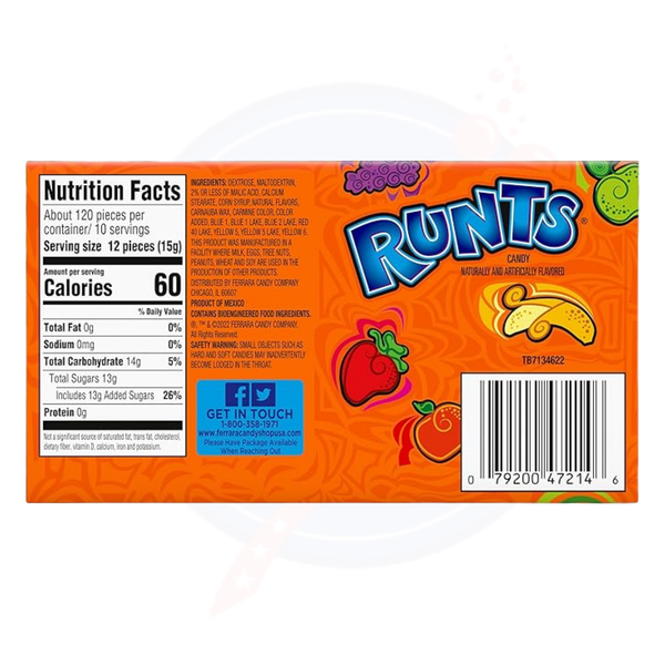 Runts Fruit Candy Theatre Box 5oz/141.7g - Pack of 12
